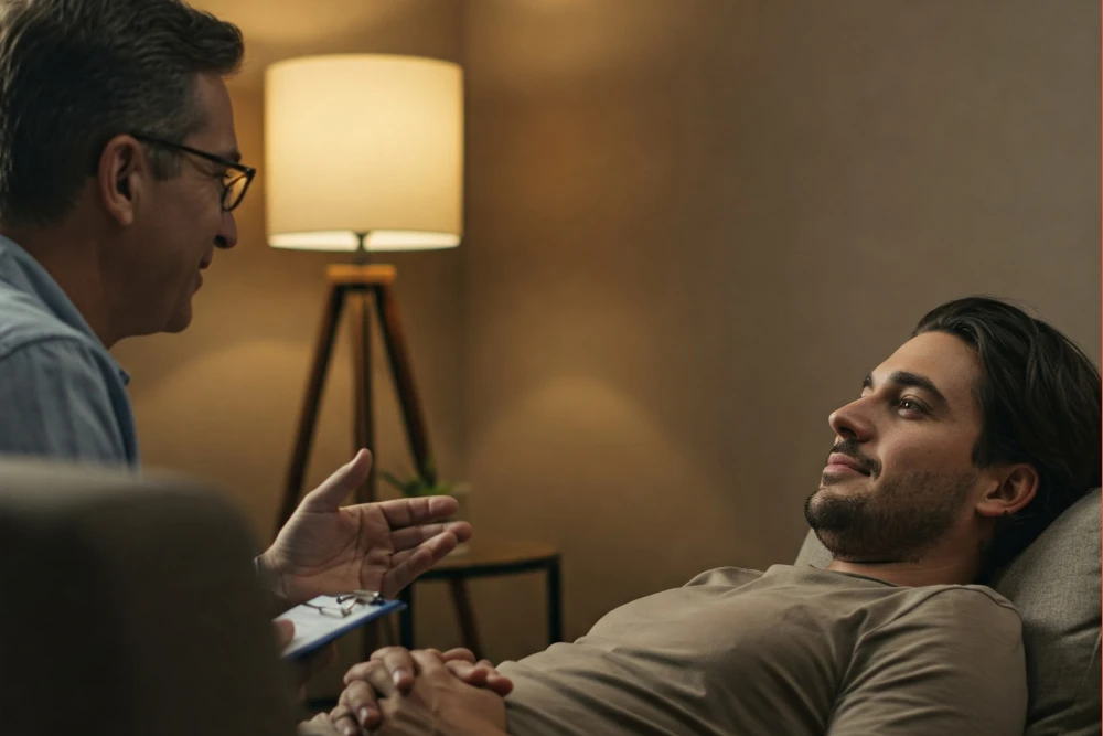 picture of a therapist talking to their ideal client
